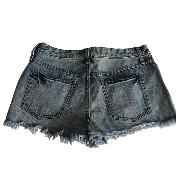 Free People Shorts Uptown High Rise‎ Button Fly Distressed Denim Women’s Size 29 - Picture 2 of 8